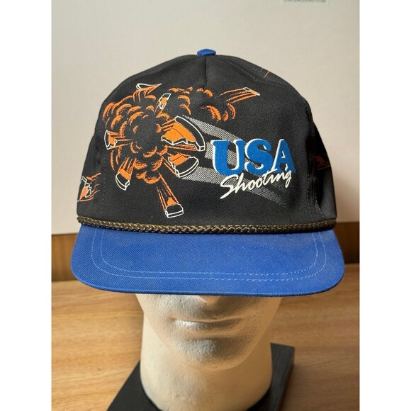 Vintage USA Shooting US Shooting Team Strapback Rope‎ Hat AOP - Picture 1 of 8